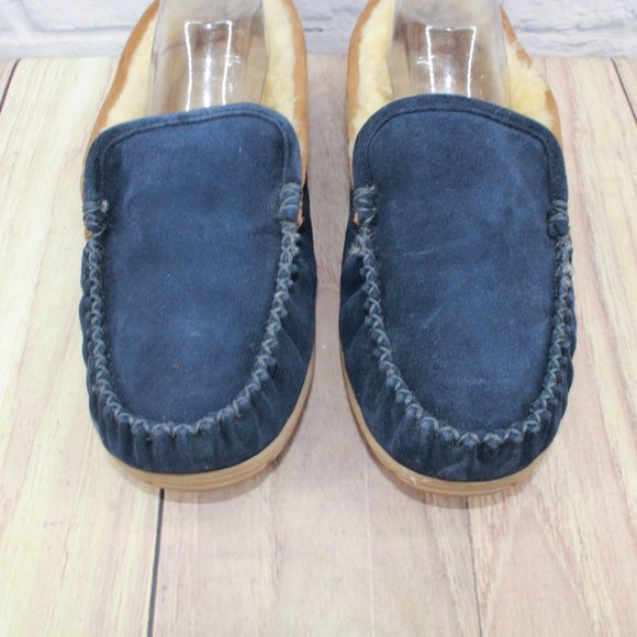 LL BEAN Blue Suede Wicked Good Shearling Lined Slippers Venetian 11 M - Picture 5 of 9